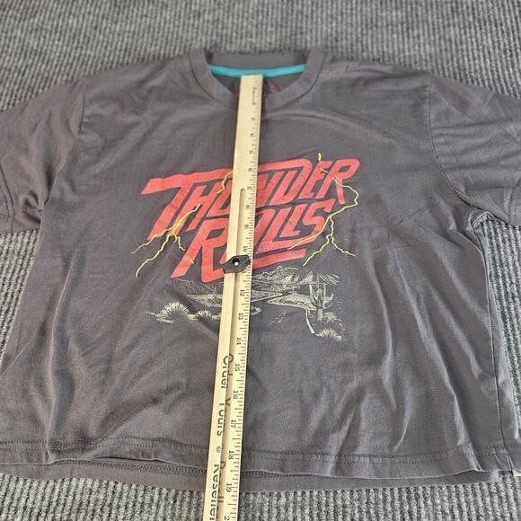 Sendero Shirt Womens Large Thunder Rolls Cropped Embroidered Lightning Western - Picture 6 of 10